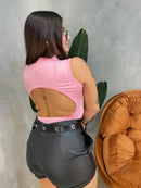 Body em Suplex Regata com Decote Costas e Gola Ref.1755
