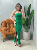 Vestido Midi em Malha Romantic de Alça e Plissado Ref.1753