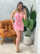 Vestido Curto em Suplex Costas Nua com Gola Boba e Amarração Ref.1764