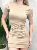 Vestido Curto em Suplex Manga Curta e Costas Nua Ref.1775