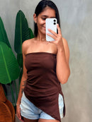 Blusa em Ribana sem Alça Assimétrica Ref. 1898
