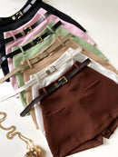 Shorts Saia em Alfaiataria Bolso Falso com Cinto Ref. 1812