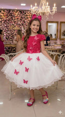 Vestido Juvenil - Midi Vila Lele Sabrina Pink e Off