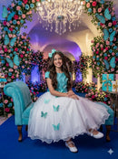 Vestido Juvenil - Midi Vila Lele Sabrina Verde Tiffany e Off