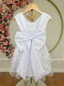 Vestido Infantil Branco Saia C/ Babados e Glitter Daminha