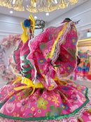 Vestido Infantil Junino Festa São João Caipira Pink Florido