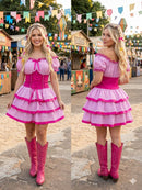 Vestido Adulto Junino Arraiá Caipira Xadrez Pink Festas