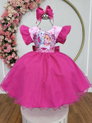 Vestido Infantil Patrulha Canina Skye Pink Saia C/ Leds Festas