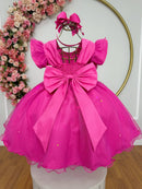 Vestido Infantil Patrulha Canina Skye Pink Saia C/ Leds Festas