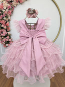Vestido Infantil Rose Saia C/ Babados e Glitter Daminhas