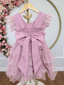 Vestido Infantil Rose Saia C/ Babados e Glitter Daminhas