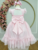 Vestido Infantil Rosa Claro Jardim Encantado c/Apliques Festas