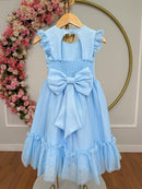 Vestido Infantil Azul Claro Jardim Encantado c/Apliques Festas