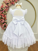 Vestido Infantil Branco Jardim Encantado c/Apliques Festas