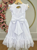 Vestido Infantil Branco Jardim Encantado c/Apliques Festas