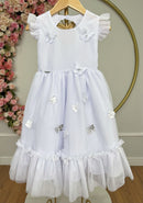 Vestido Infantil Branco Jardim Encantado c/Apliques Festas