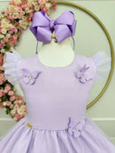 Vestido Infantil Lilás Jardim Encantado c/Apliques Festas
