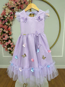 Vestido Infantil Lilás Jardim Encantado c/Apliques Festas