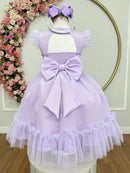 Vestido Infantil Lilás Jardim Encantado c/Apliques Festas