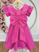 Vestido Infantil Pink da Minnie Saia C/ Glitter e Led Festas