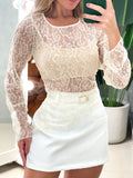 Blusa em Renda Manga Longa Assimétrica Suzana Ref. 1921