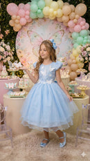 Vestido Marie Jardim Encantado Mel Azul Bebê