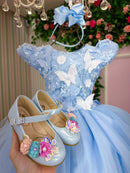 Vestido Marie Jardim Encantado Mel Azul Bebê