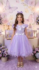 Vestido Marie Jardim Encantado Mel Lilás