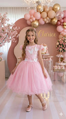 Vestido Marie Jardim Encantado Mel Rosa Bebe