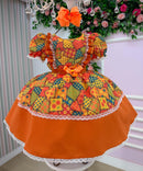 Vestido Mini Miss Junino Estrela do Sertão Laranja