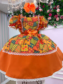 Vestido Mini Miss Junino Estrela do Sertão Laranja