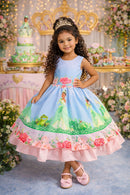 Vestido Infantil A Princesa Tiana e o Sapo  Festas Azul