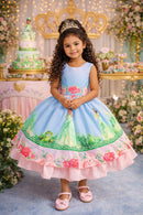 Vestido Infantil A Princesa Tiana e o Sapo  Festas Azul