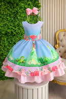 Vestido Infantil A Princesa Tiana e o Sapo  Festas Azul