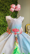 Vestido Infantil A Princesa Tiana e o Sapo  Festas Azul
