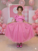 Vestido Banana Club Longo Doce Elegancia Rosa Chiclete
