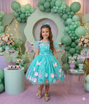 Vestido Marie Jardim Encantado Isis Luxinho Verde Tiffany