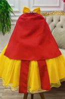 Vestido Fantasia Infantil Branca de Neve C/ Glitter e Capa