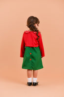Fantasia Infantil Chiquinha Verde e Vermelho Festas Luxo