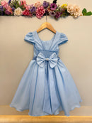 Vestido Infantil Azul Claro Busto C/ Renda Festas Daminhas