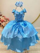 Fantasia Infantil Frozen e Cinderela Azul Renda Brilho