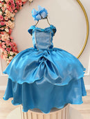 Fantasia Infantil Frozen e Cinderela Azul Renda Brilho
