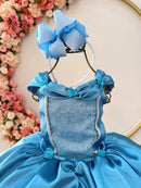 Fantasia Infantil Frozen e Cinderela Azul Renda Brilho