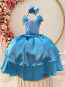 Fantasia Infantil Frozen e Cinderela Azul Renda Brilho