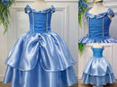 Fantasia Infantil Frozen e Cinderela Azul Renda Brilho