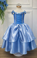 Fantasia Infantil Frozen e Cinderela Azul Renda Brilho
