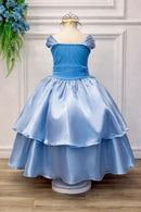Fantasia Infantil Frozen e Cinderela Azul Renda Brilho