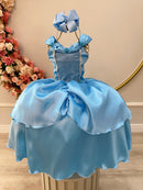 Fantasia Infantil Frozen e Cinderela Azul Renda Brilho