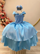Fantasia Infantil Frozen e Cinderela Azul Renda Brilho