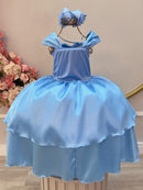 Fantasia Infantil Frozen e Cinderela Azul Renda Brilho
